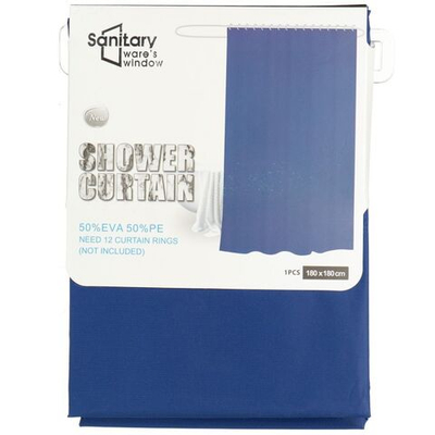 Штора для ванн 180х180 см, ПЭ, син, Y3-573