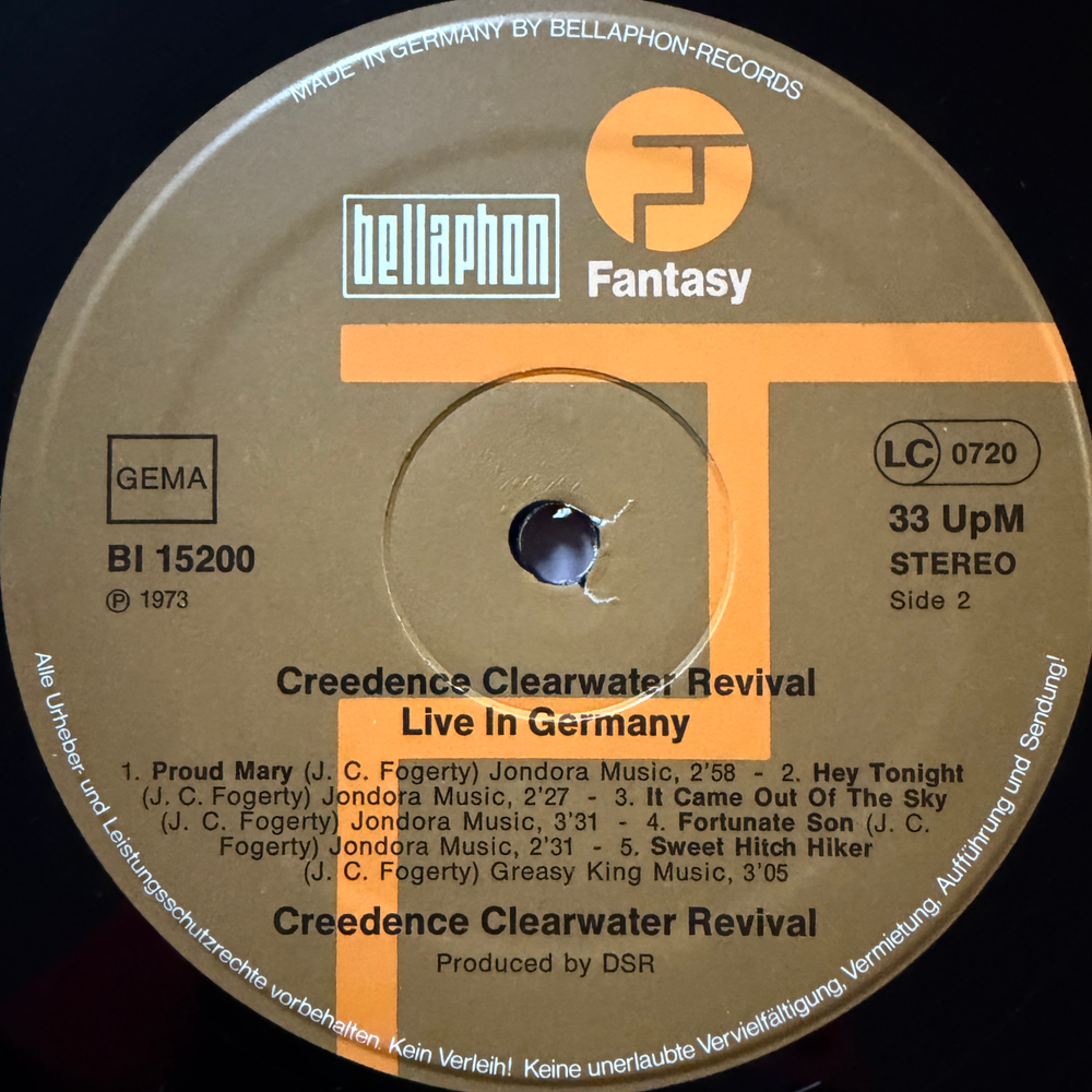 Creedence Clearwater Revival ‎– Live In Germany (Германия 1976г.) Т