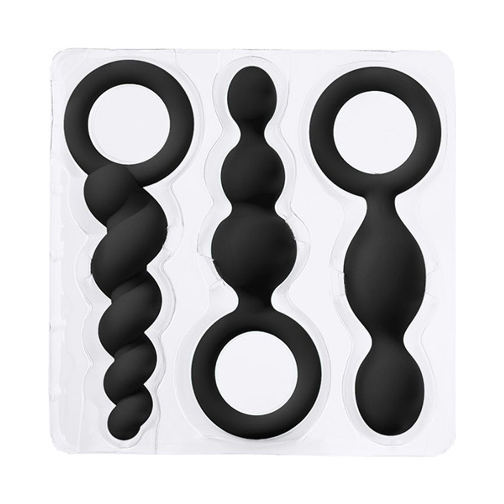 Набор чёрных анальных цепочек 13,5см и 14см Satisfyer Booty Call