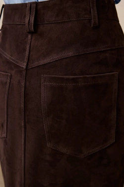 Юбка макси из замши (Brownie), шоколадная