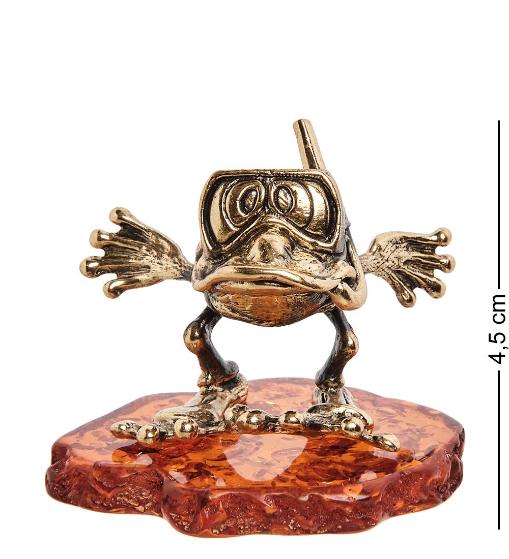 Народные промыслы AM-2198 Фигурка «Лягушка-дайвинг» (латунь, янтарь)
