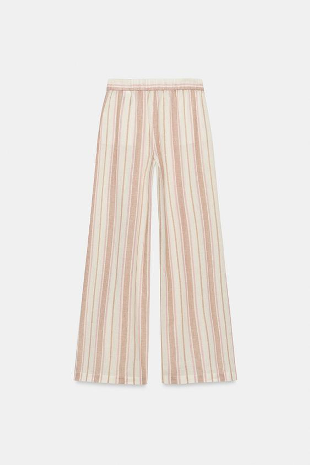 ZARA ШИРОКИЕ БРЮКИ В ПОЛОСКУ С МЕТАЛЛИЗИРОВАННОЙ НИТЬЮ, РАЗНОЦВЕТНЫЙ