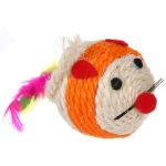 Игрушка - мышка для кошек «ЦЕПКИЕ ЛАПКИ», канатная с пёрышками, микс 4 цвета, 8*6см (пакет с хедером)