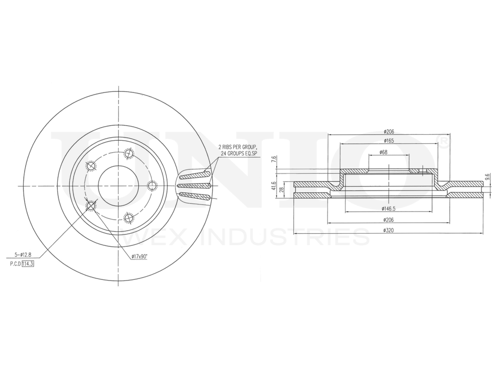 Диск тормозной передний UNIO BRD-20214