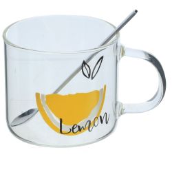 GAEM Кружка с ложкой на деревянной подставке, 300 мл, L12 W9,5 H8,5 см, 3в.