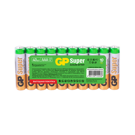 Батарейка GP Super 24A-B40, типоразмер ААА, 40 шт