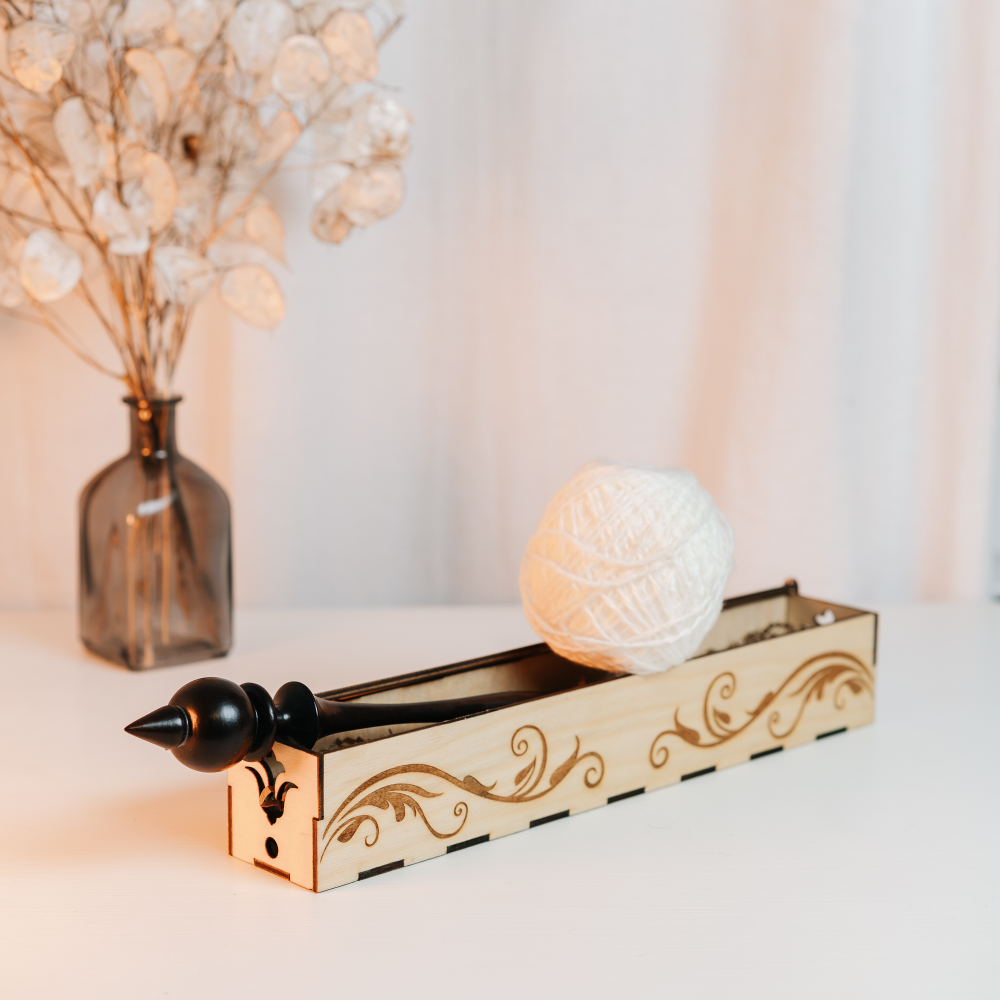 Деревянное Опорное веретено в подарочном органайзере, коробке. OV16
