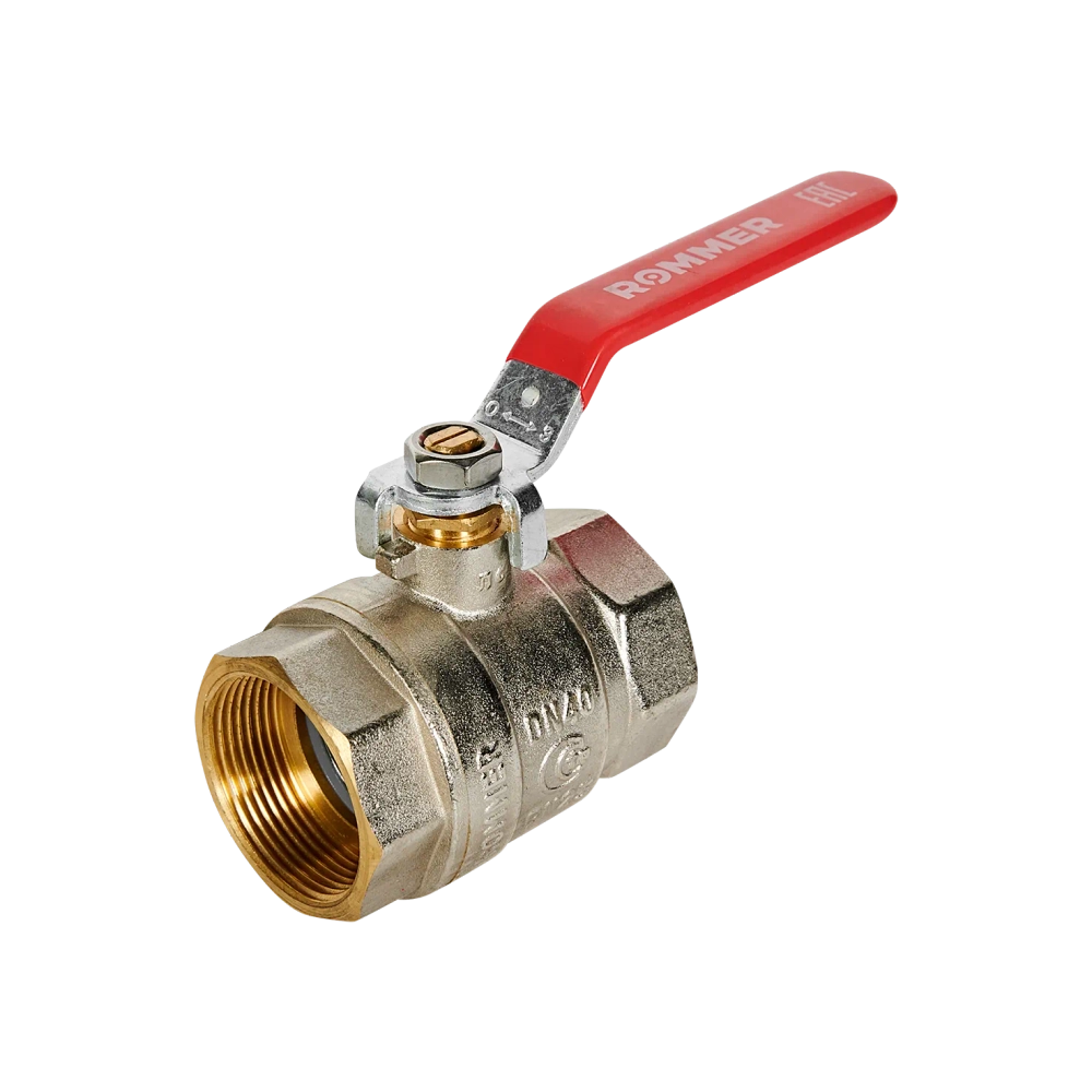 Кран шаровой полнопроходной ROMMER - 1"1/2 (ВР/ВР, PN32, ручка-рычаг)
