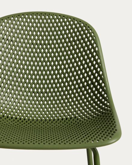 Уличный барный стул Quinby из зеленой стали и пластика, 75 см