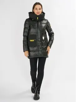 Куртка зимняя болотного цвета, размер 42