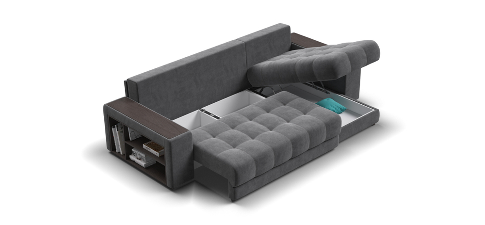 Угловой диван Босс ХЛ Велюр Монолит серый