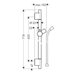 Душевая штанга Hansgrohe Unica S Puro 65 см со шлангом, черный матовый (28632670)