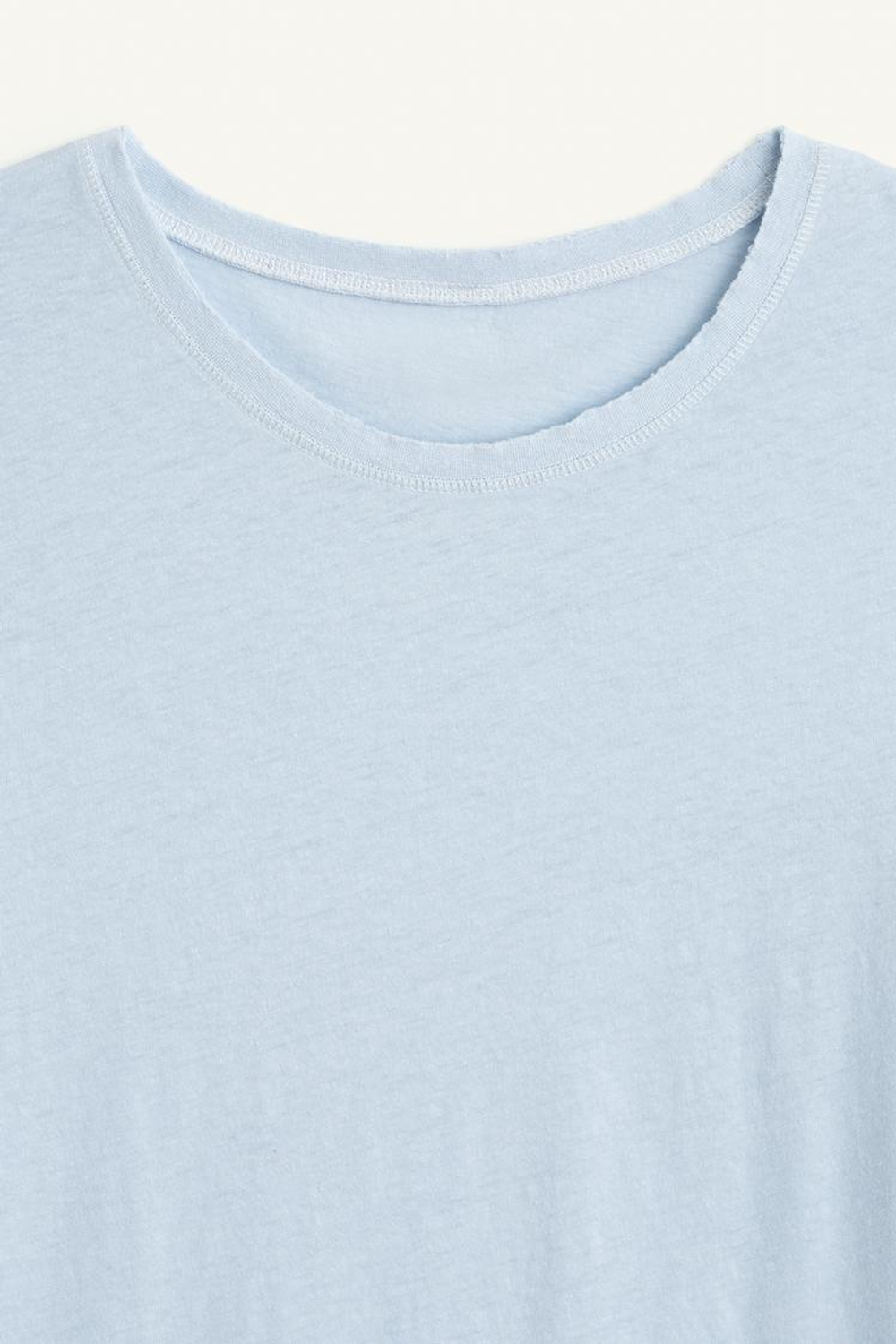 ZARA ФУТБОЛКА ИЗ СМЕСИ ХЛОПКА И ЛЬНА, ПАСТЕЛЬНО-ГОЛУБОЙ