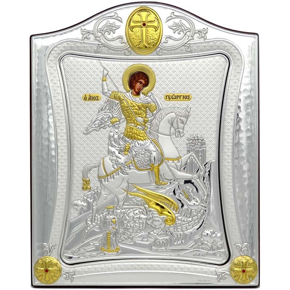 Георгий Победоносец. Икона в окладе.