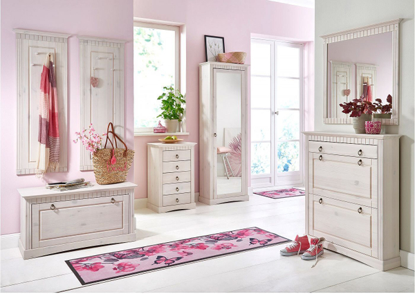 Вешалки настенные для одежды Неаполь 47х125 см из массива сосны, 2 шт., деревянные вешалки в прихожую, белый воск