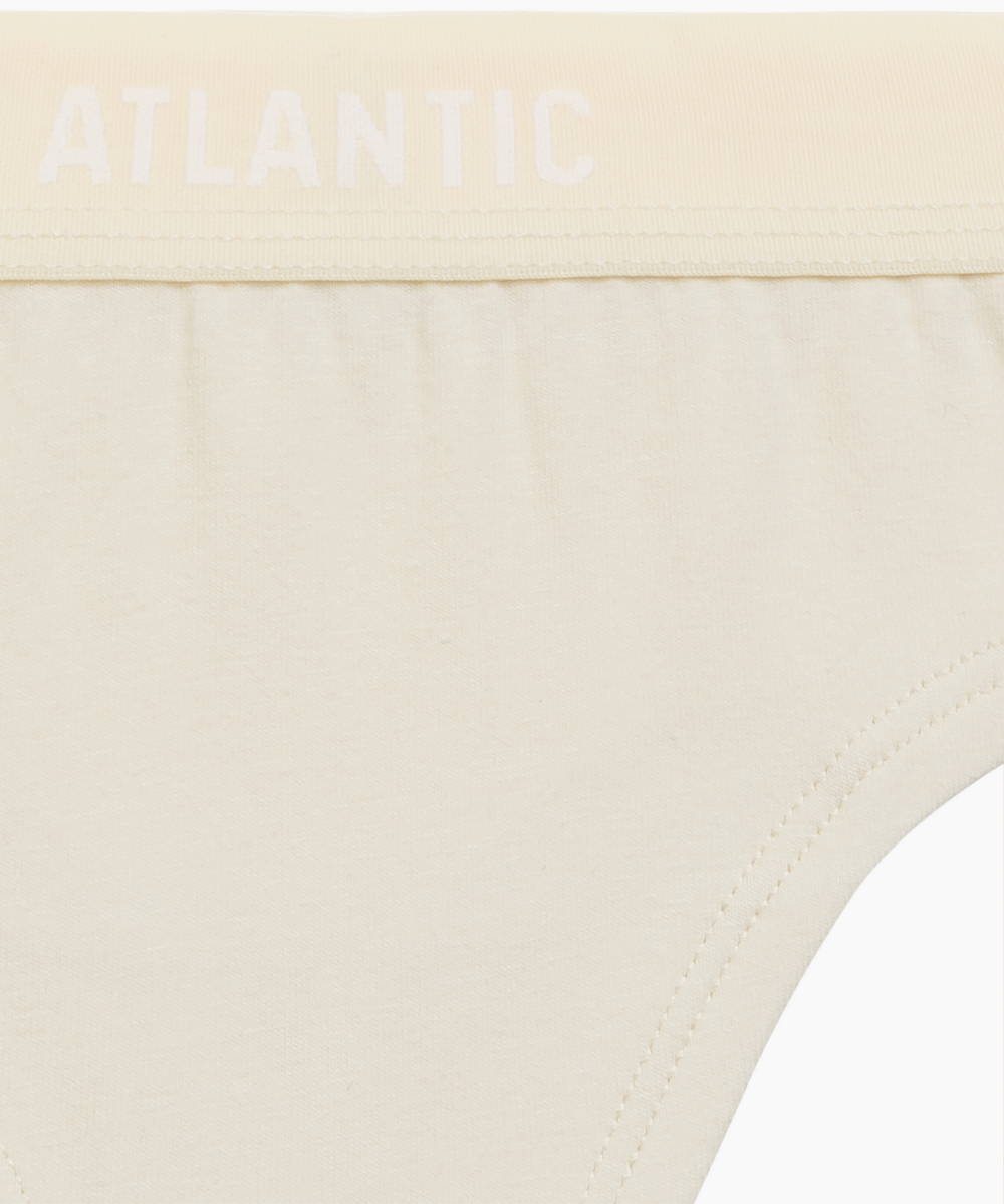 Трусы женские стринги Atlantic, набор из 3 шт., хлопок, бежевые + ванильные + светло-голубые, 3CLP-013
