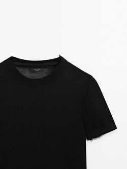 Massimo Dutti Свитер с короткими рукавами, черный