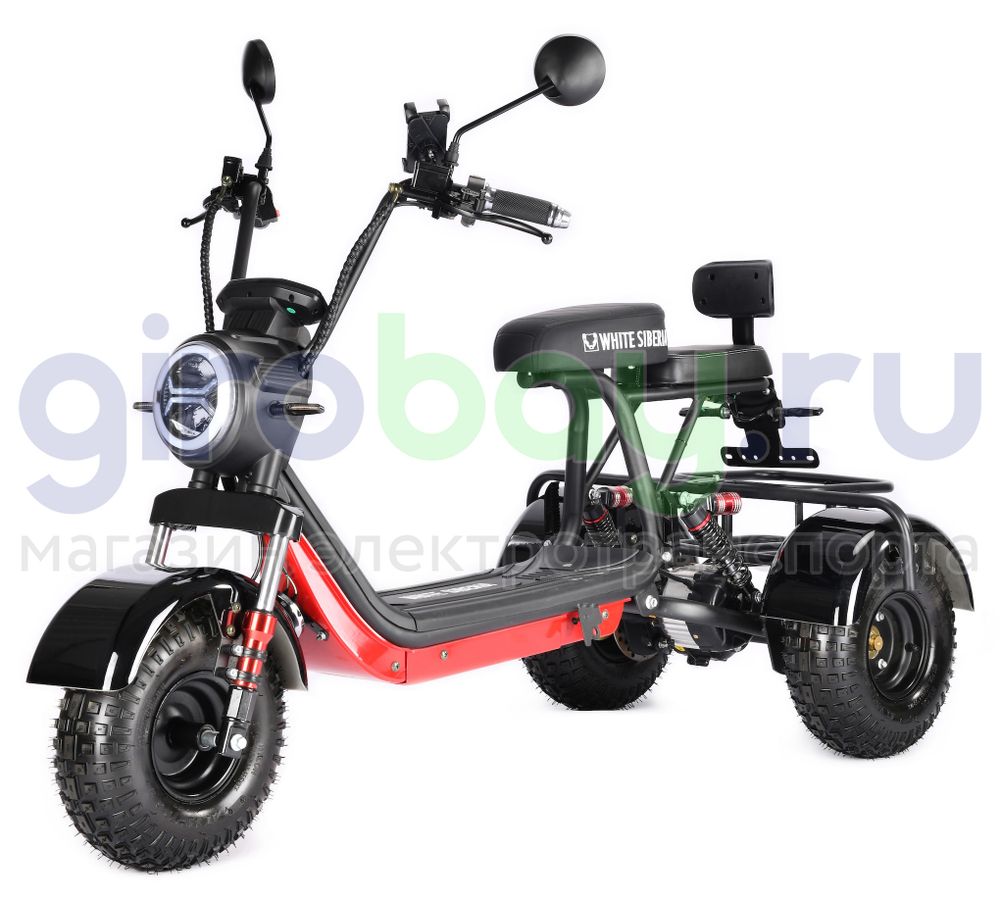 Электроскутер WHITE SIBERIA TRIKE MINI 1500W - Черный фото фото №2