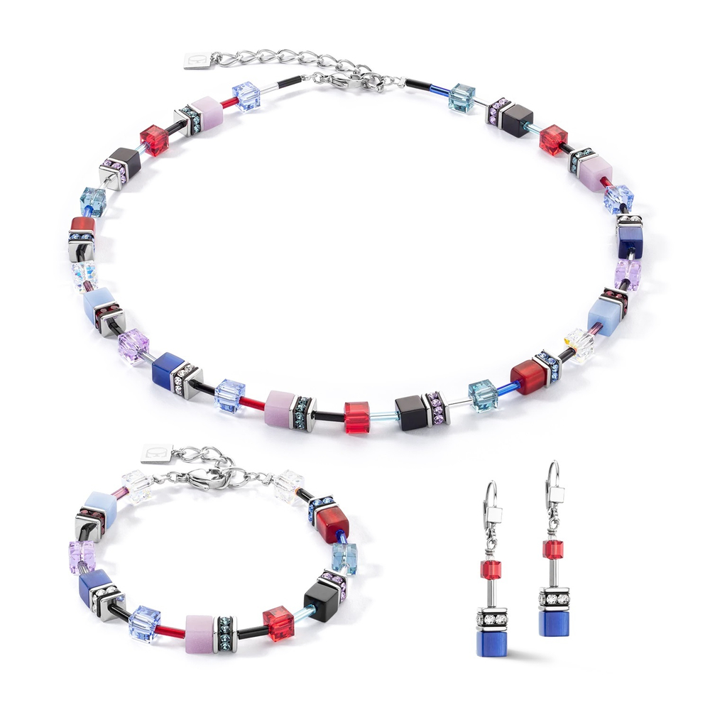 Серьги Red-blue-lilac Coeur de Lion
