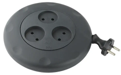 Удлинитель электрический ЭРА UR-3-3m-B рулетка без заземления 3 розетки 3м 2x1мм2 10А черная