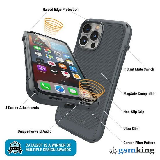 Catalyst Vibe Impact Case for iPhone 13 Pro Max Carbon Battleship Gray (Серый)