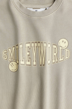 H&M Футболка с принтом белый, бежевый