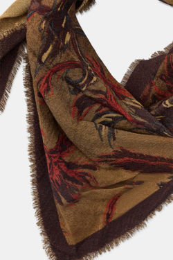 ZARA БАНДАНА С ЦВЕТОЧНЫМ ПРИНТОМ, СВЕТЛО-КОРИЧНЕВЫЙ