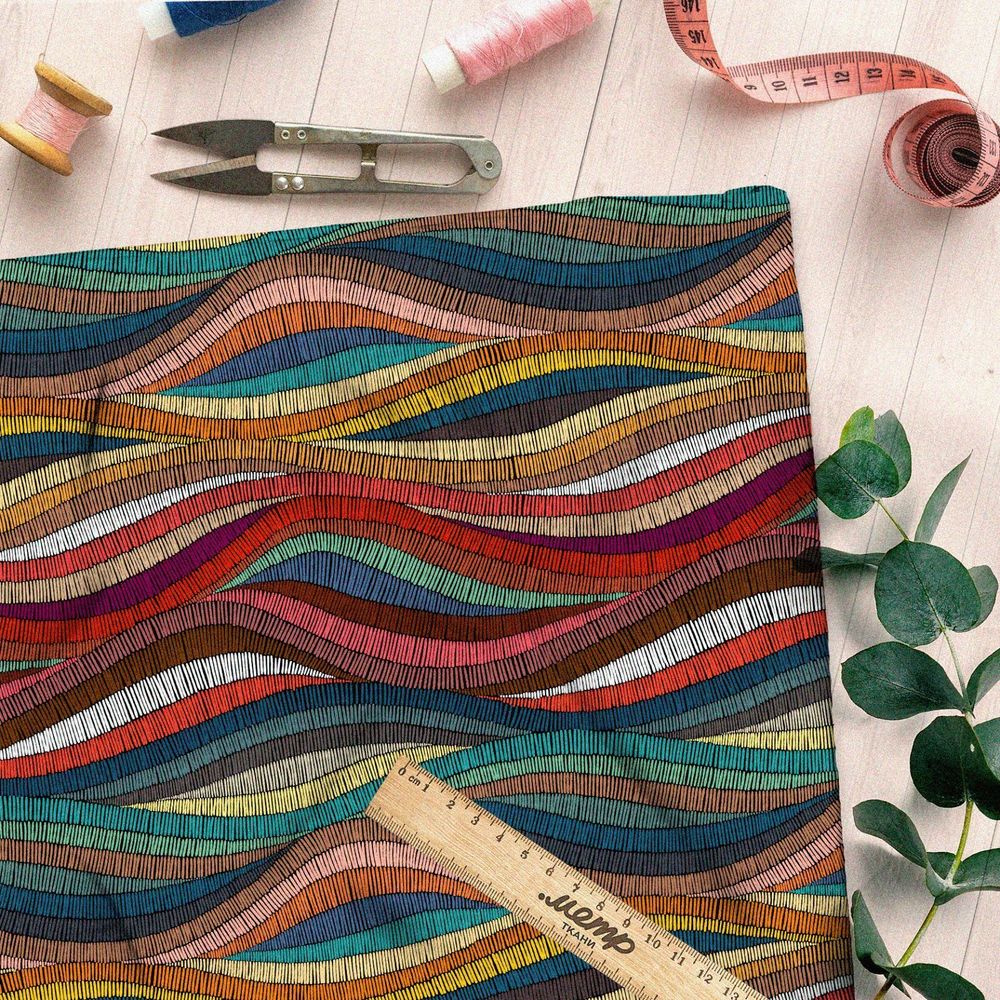 Ткань дюспо волны мозаичные