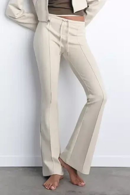 ZARA БРЮКИ FLARED СО СТРЕЛКАМИ, ЭКРЮ