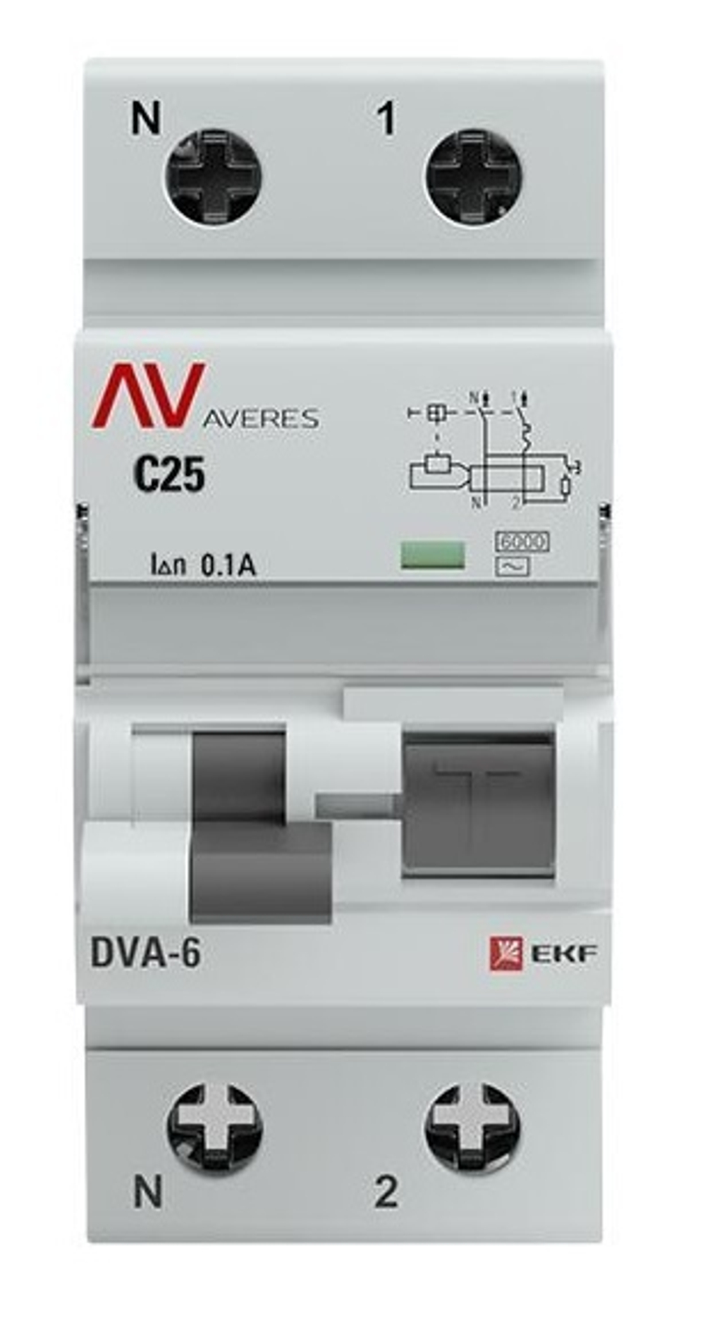 Автомат дифференциальный EKF rcbo6-1pn-25C-100-ac-av