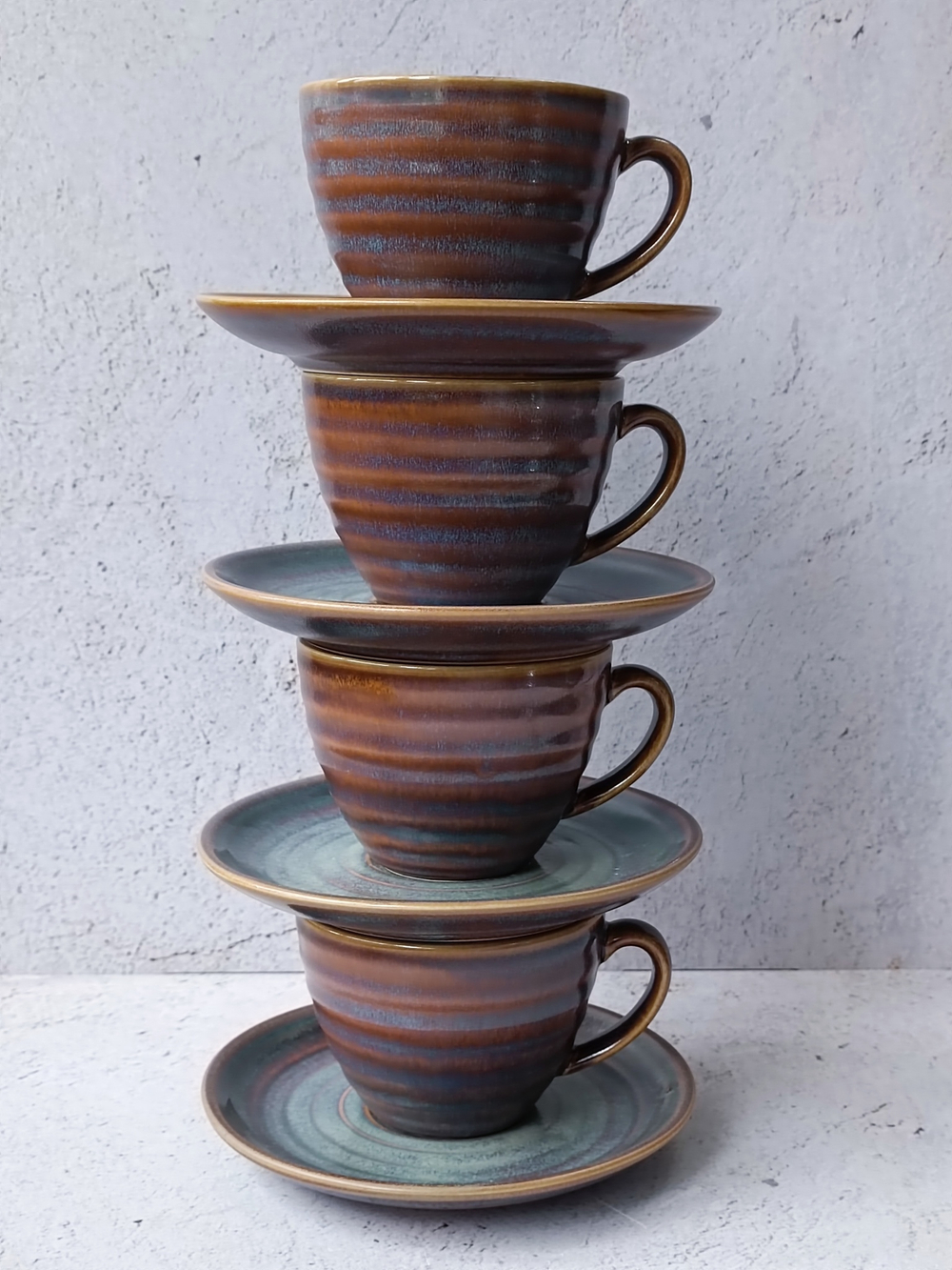 Чайная пара 200 мл, сине-коричневый «Corone Terra»