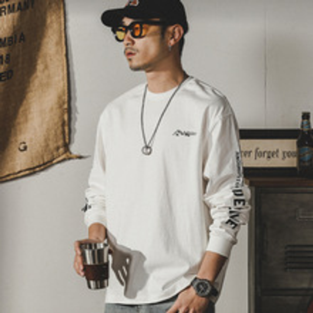 Футболка мужская с длинными рукавами осенняя модная, хлопковая в горном стиле