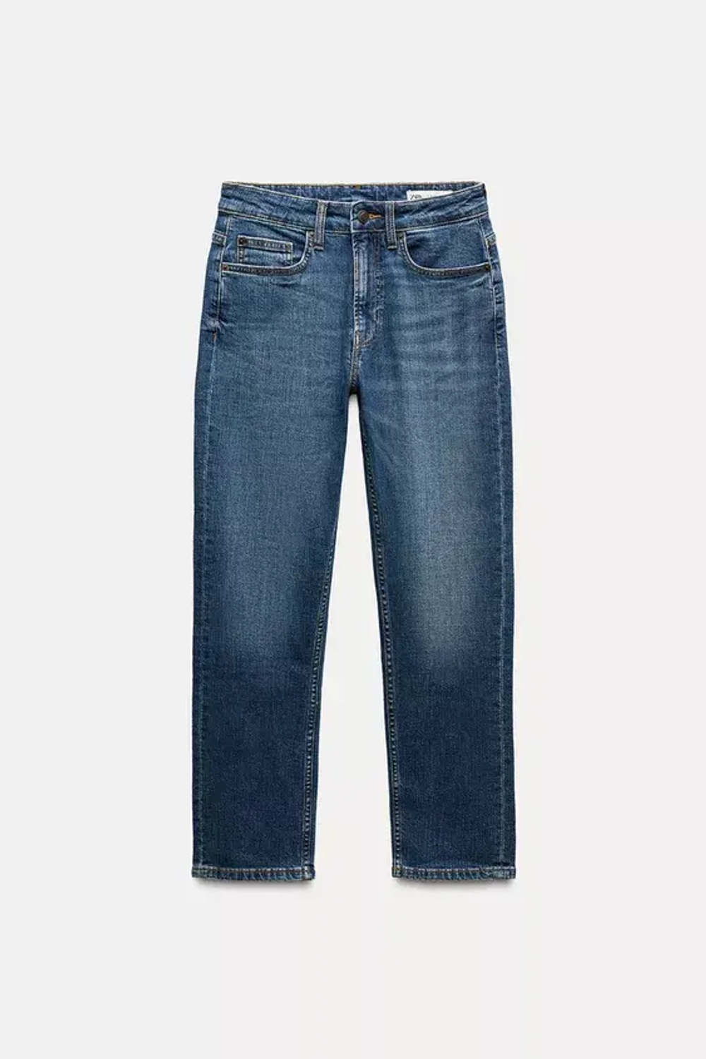 ZARA ДЖИНСЫ СВОБОДНОГО КРОЯ ИЗ КОЛЛЕКЦИИ ZW С СРЕДНЕЙ ПОСАДКОЙ, СИНИЙ