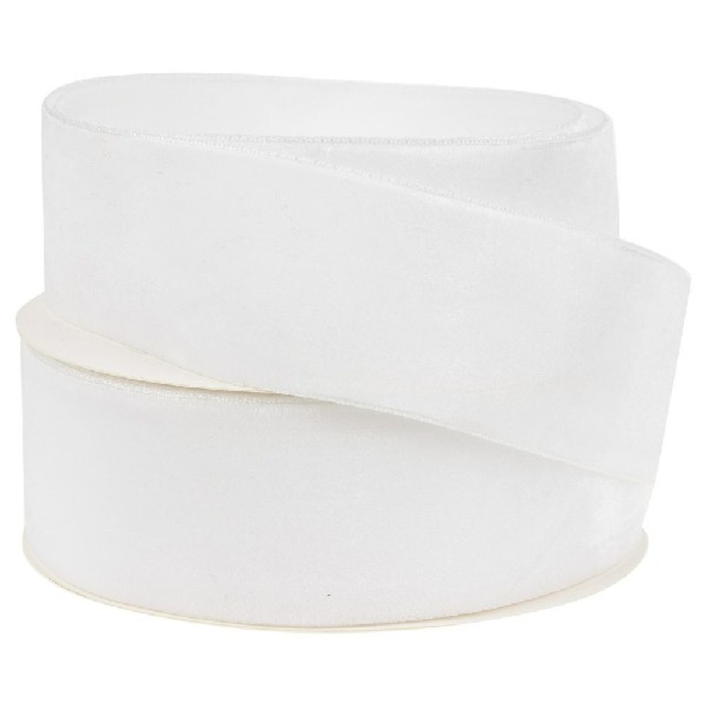 Лента декоративная (бархат) 40ммx10ярд (Белый)