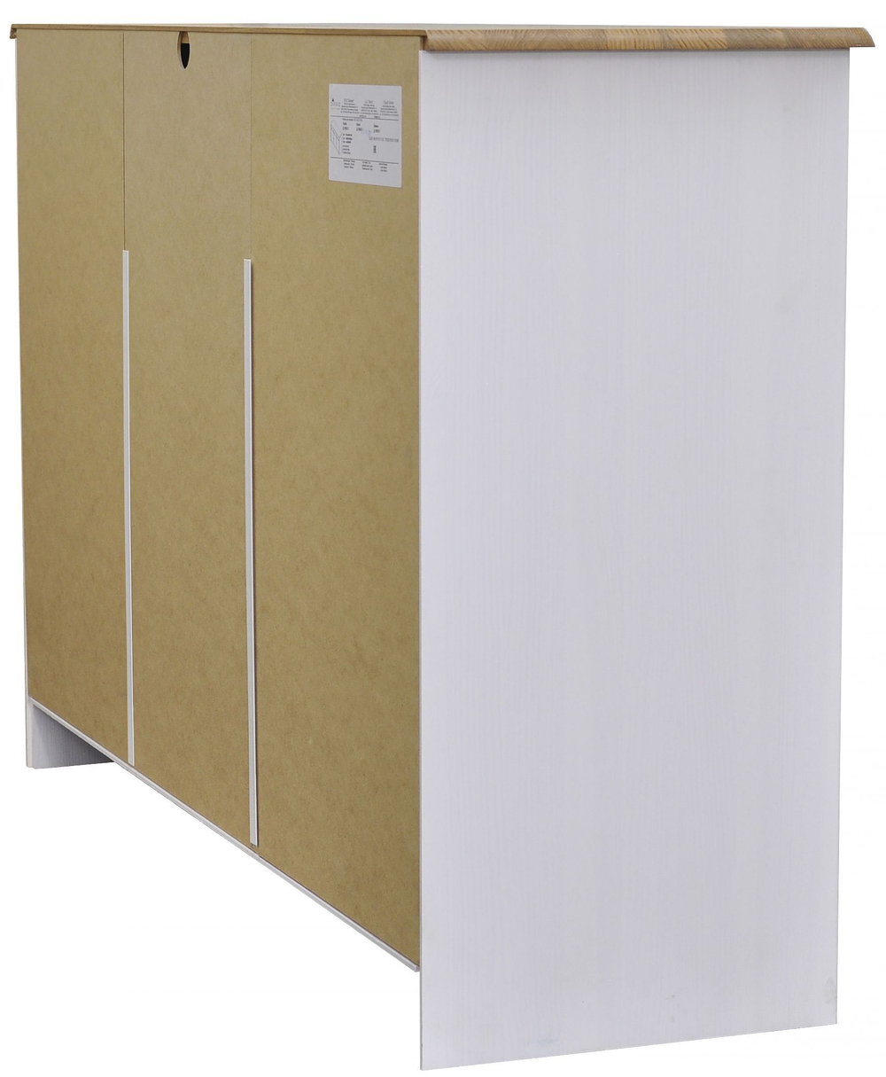 Комод Хаба 3 двери 3 ящика из массива сосны, белый/антик