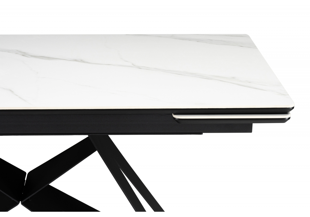 Керамический стол Woodville Блэкберн 140(200)х80 белый мрамор snow white, черный