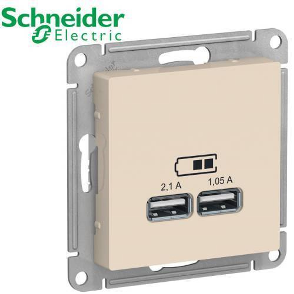 Розетка USB 2-ая цвет (бежевый) AtlasDesign Schneider ATN000233