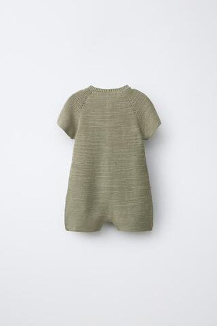 ZARA КОРОТКИЙ КОМБИНЕЗОН С ЖЕМЧУЖНЫМ УЗОРОМ, ХАКИ