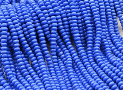 сглр8-син Стекло рондель гладкий 8мм синий, нить 38см