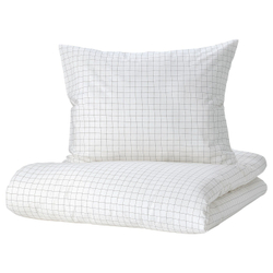 IKEA VÄNKRETS  (ИКЕА ВÄНКРЕТС)  -  Пододеяльник и наволочка, клетчатый белый/желтый, 150x200/50x60 см