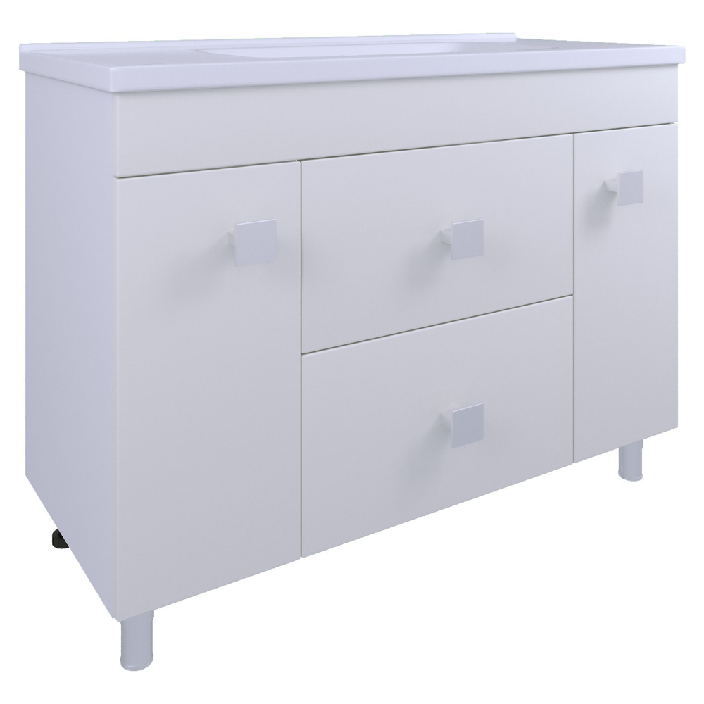 Тумба под раковину, 2 ящика 2 двери, 600, коллекция (Адель, Cersanit Como, Белый древесный, Белый древесный)