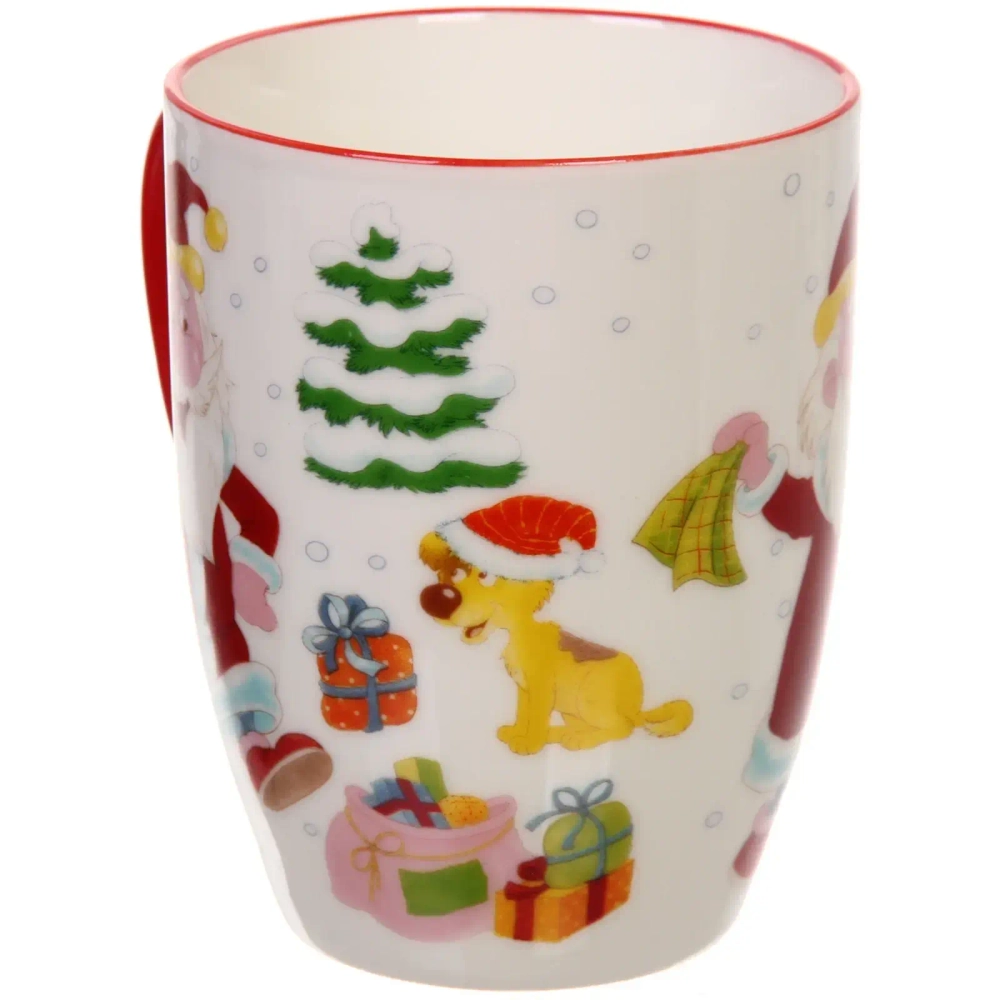 Набор посуды керамической «Дед Мороз с подарками» (кружка 330мл+салатник 13см+тарелка 20см+тарелка 25см)