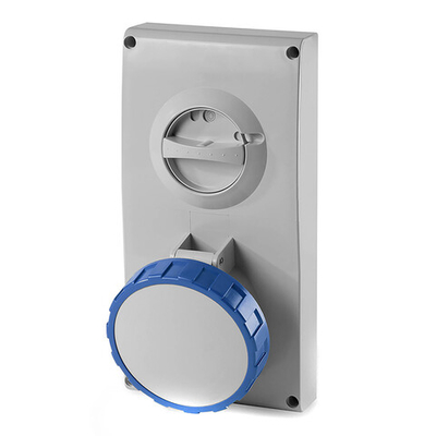 Розетка с механической блокировкой и верхним размещением разъема. 63А, 2P+E