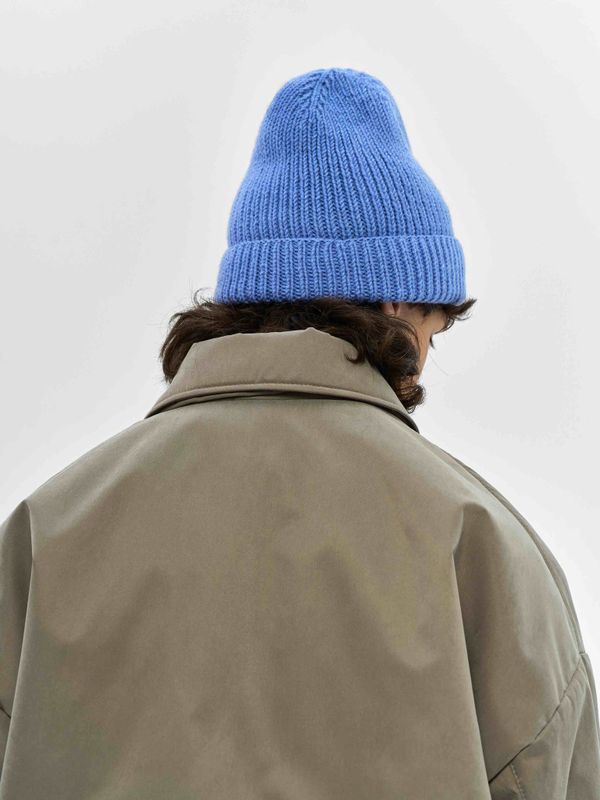 Шапка Бини Вязаная голубая - фото 4