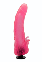 Розовая насадка для страпона с клиторальными лепестками - 20 см. (Цвет: розовый)