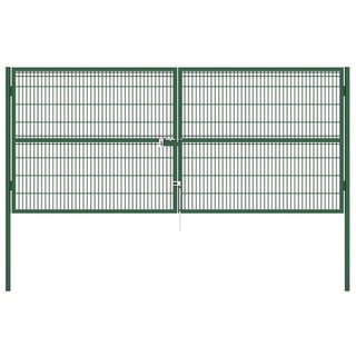 Ворота 3 м высота 1,5 м зеленые 6005 распашные садовые с заполнением сеткой 3D