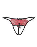Стринги с доступом и красным кружевом Le Frivole красные 40-42