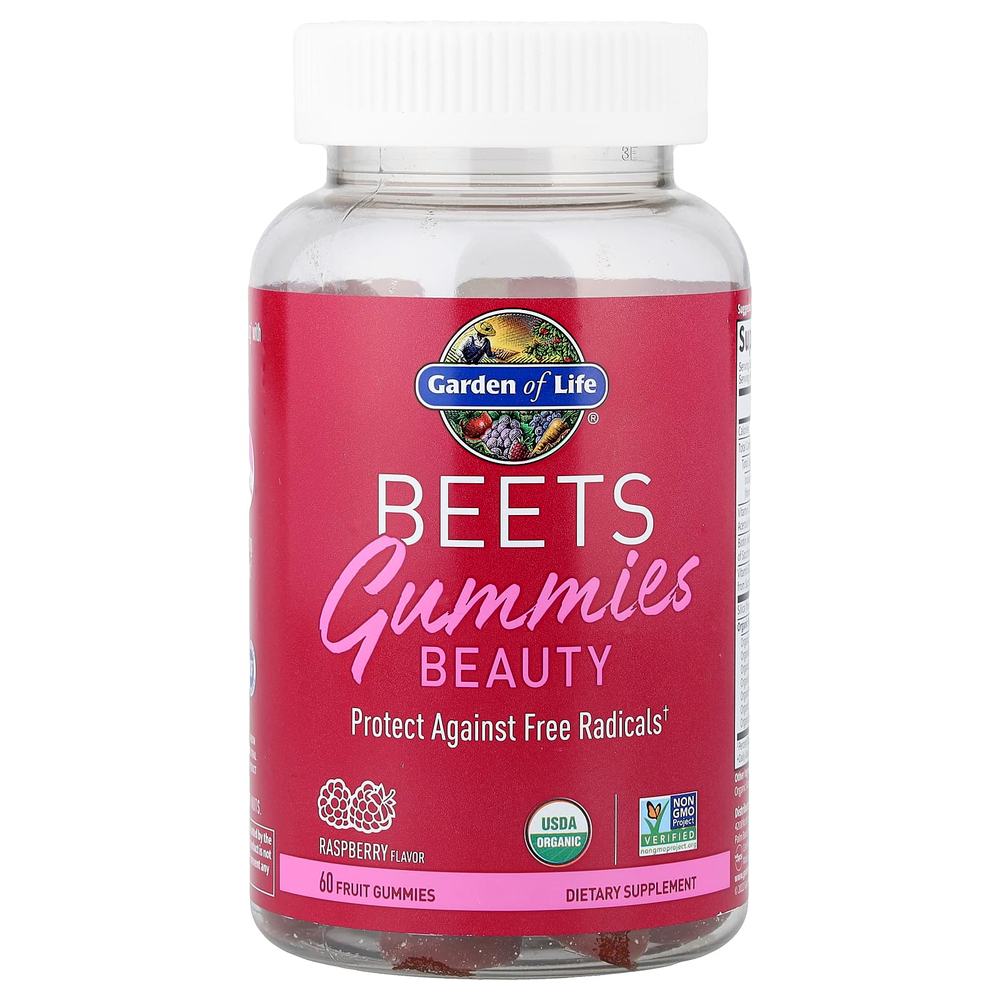 Garden of Life, Beets Gummies Beauty, малиновый, 60 фруктовых жевательных мармеладок