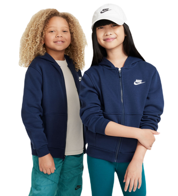 Детская теннисная куртка Nike Kids Club Fleece Full-Zip - midnight navy/white