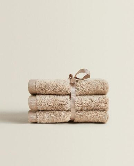 ZARA HOME ПОЛОТЕНЦЕ ИЗ ХЛОПКА ВЫСШЕГО КАЧЕСТВА (НАБОР ИЗ 3 ШТ), БЕЖЕВЫЙ